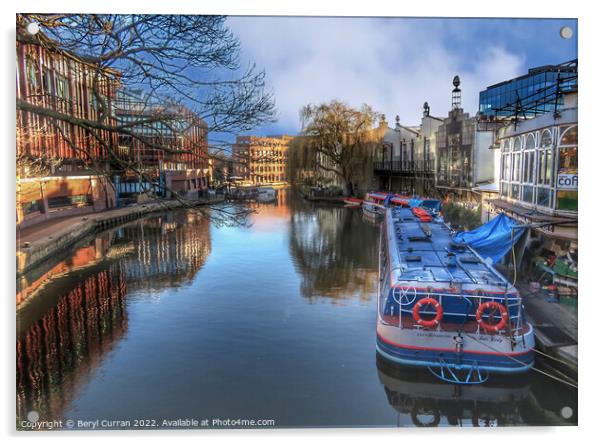 Regent’s canal towards Kings Cross Acrylic by Beryl Curran