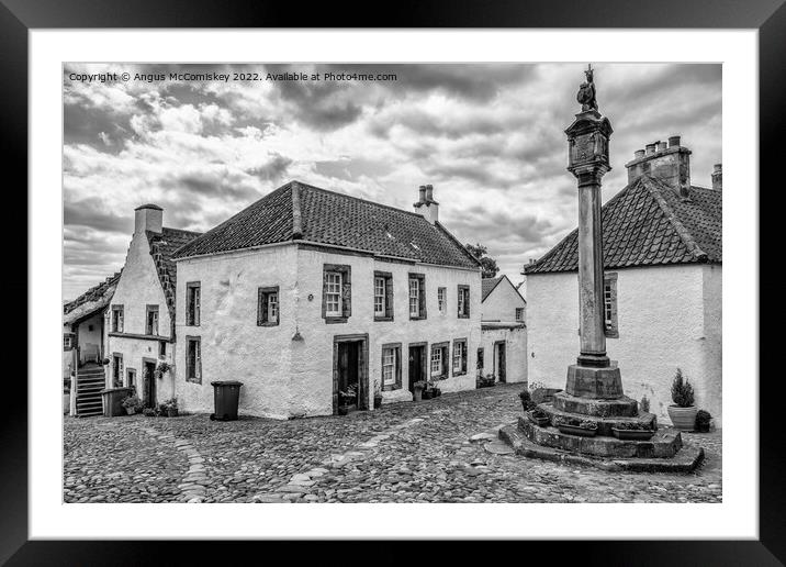 The Mercat Cross, village of Culross in Fife mono Framed Mounted Print by Angus McComiskey