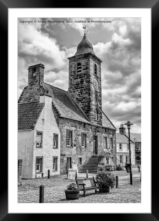 Town House in village of Culross in Fife mono Framed Mounted Print by Angus McComiskey