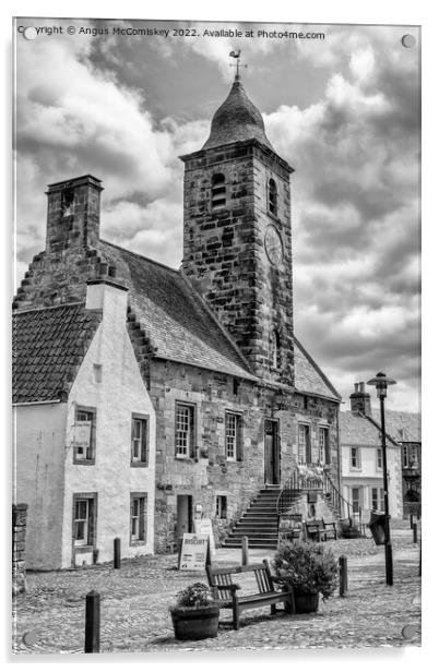 Town House in village of Culross in Fife mono Acrylic by Angus McComiskey