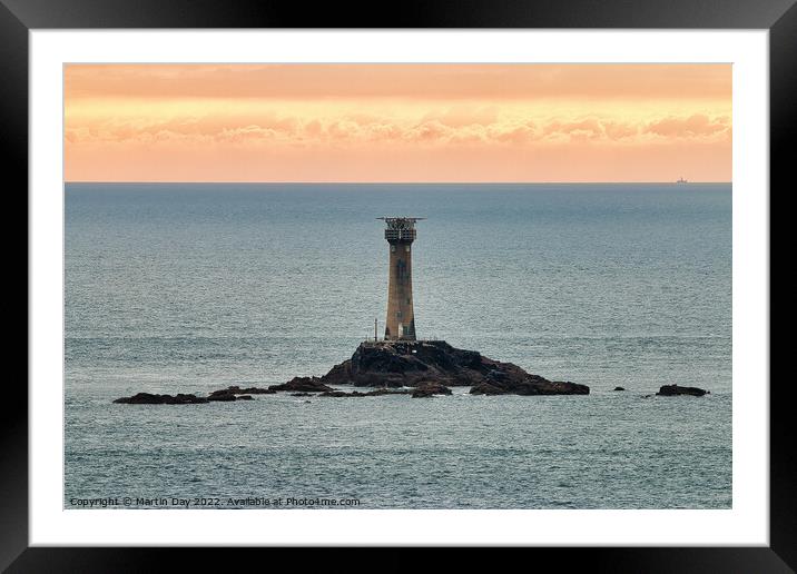 The Majestic Longships Lighthouse Framed Mounted Print by Martin Day