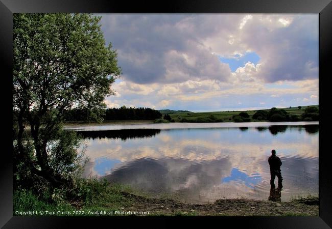 Fisherman at Ingbirchworth Reservoir Framed Print by Tom Curtis