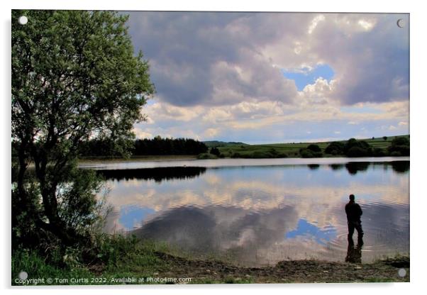 Fisherman at Ingbirchworth Reservoir Acrylic by Tom Curtis