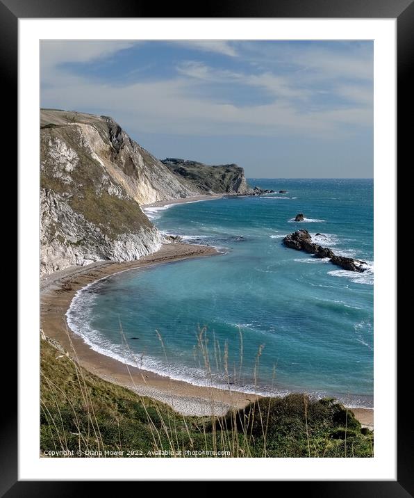 The Beach Man O' War Bay Dorset Framed Mounted Print by Diana Mower