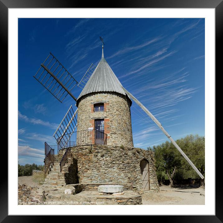 14th Century Windmill at Collioure, France Framed Mounted Print by Stuart Wyatt