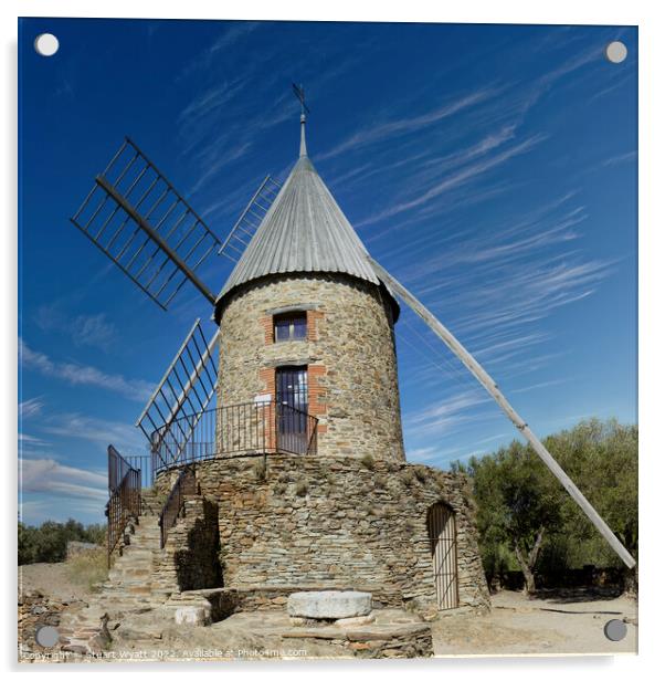 14th Century Windmill at Collioure, France Acrylic by Stuart Wyatt