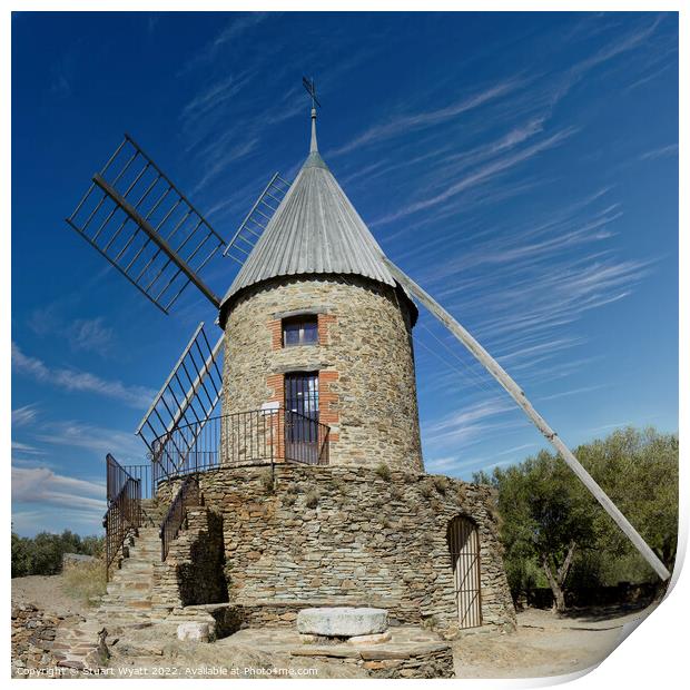 14th Century Windmill at Collioure, France Print by Stuart Wyatt