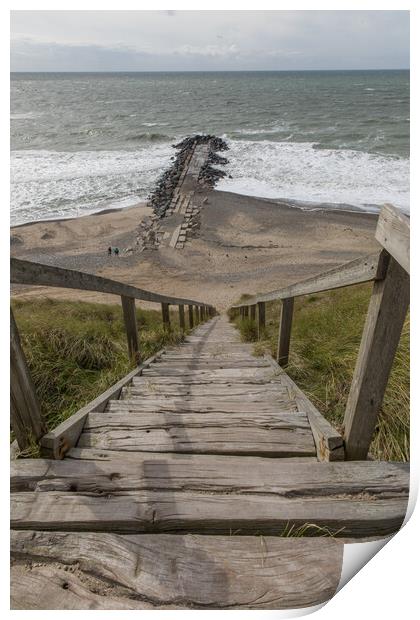 Stairway to the beach Print by Thomas Schaeffer