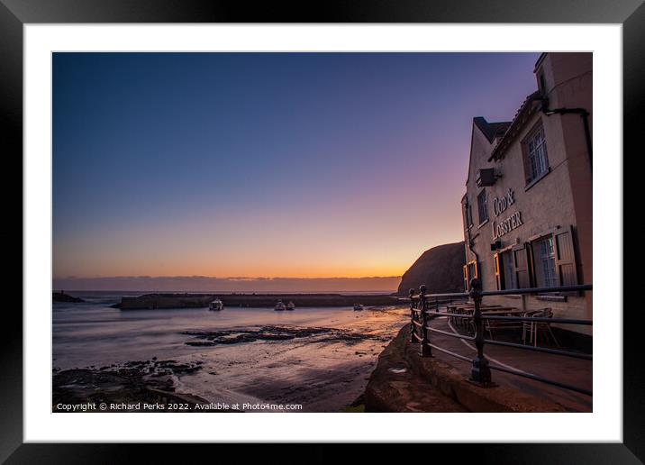 The Cod and Lobster - Staithes Harbour Framed Mounted Print by Richard Perks