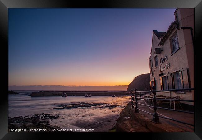 The Cod and Lobster - Staithes Harbour Framed Print by Richard Perks