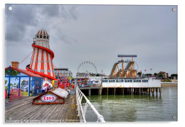 Clacton Pier Helter skelter Acrylic by Rob Hawkins