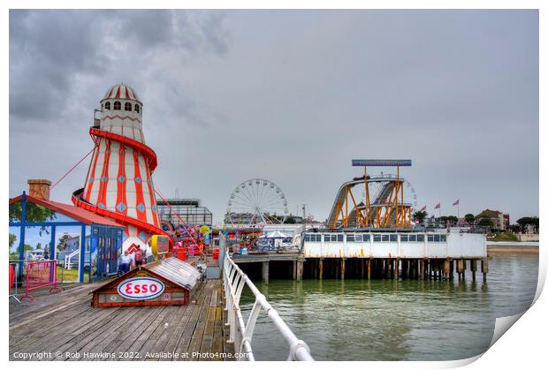 Clacton Pier Helter skelter Print by Rob Hawkins