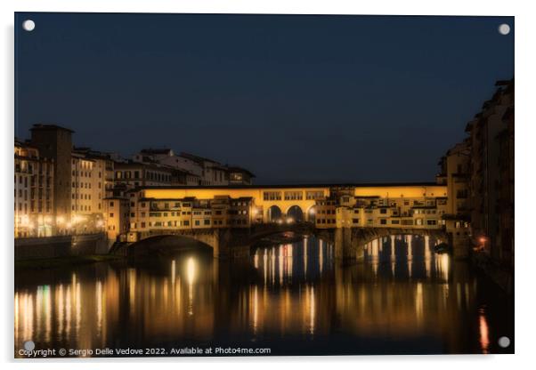 Ponte Vecchio bridge at sunset in Florence, Italy Acrylic by Sergio Delle Vedove