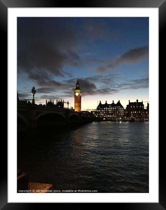 Big Ben at Night. Framed Mounted Print by Alix Forestier