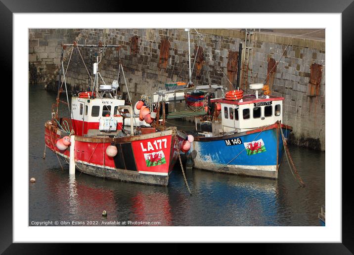 Fishing Boats in Tenby Harbour Framed Mounted Print by Glyn Evans