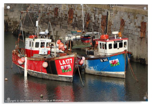 Fishing Boats in Tenby Harbour Acrylic by Glyn Evans