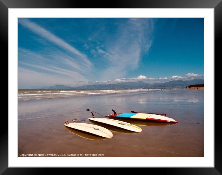 Surfboards at the Ready,NZ  Framed Mounted Print by Nick Edwards