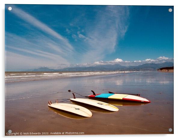 Surfboards at the Ready,NZ  Acrylic by Nick Edwards