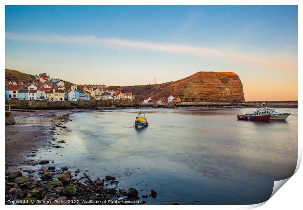 Staithes Harbour Print by Richard Perks