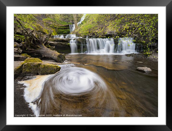 “Scaleber Swirl” - Enchanting Autumn Waterfall Framed Mounted Print by Terry Newman