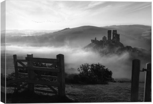Corfe Gateway Black and White Canvas Print by David Neighbour