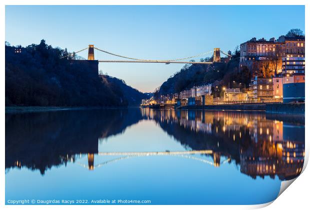 Clifton bridge reflections at night, Bristol Print by Daugirdas Racys