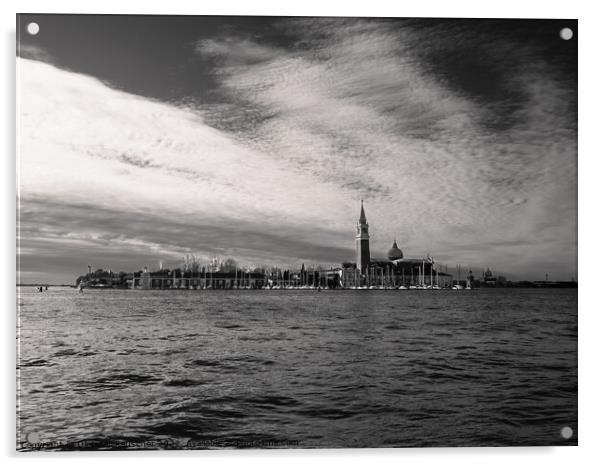 San Giorgio Maggiore Church in Venice Monochrome Acrylic by Dietmar Rauscher