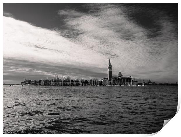 San Giorgio Maggiore Church in Venice Monochrome Print by Dietmar Rauscher