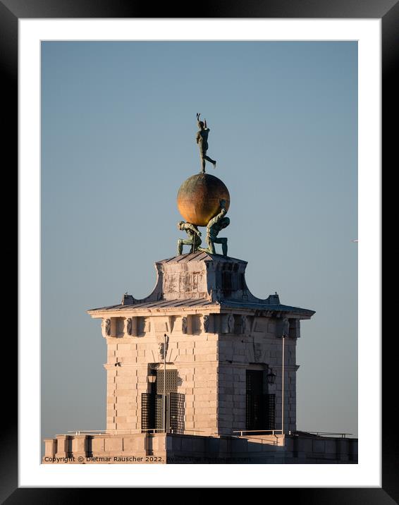 Punta della Dogana Atlas Satues Holding Golden Globe in Venice,  Framed Mounted Print by Dietmar Rauscher