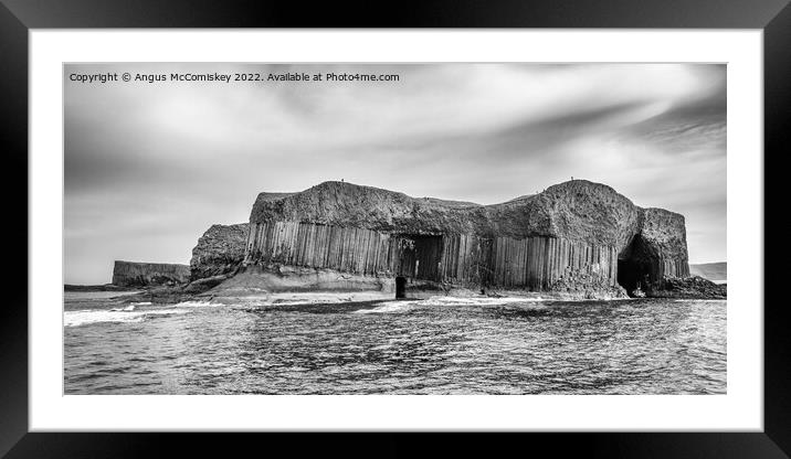 Isle of Staffa panorama mono Framed Mounted Print by Angus McComiskey