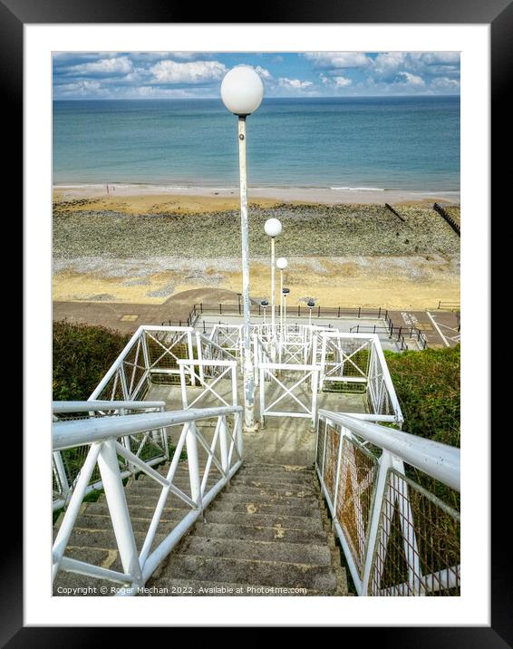 Steps to Cromer Beach Framed Mounted Print by Roger Mechan