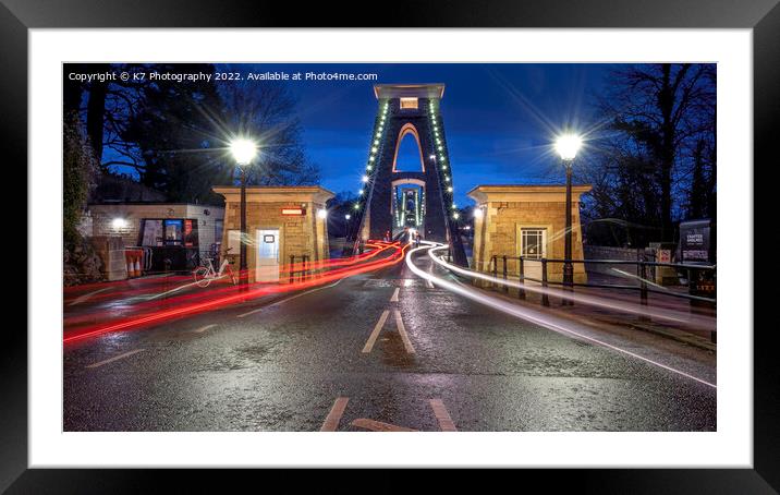 Rivers of Light on The Clifton Suspension Bridge,  Framed Mounted Print by K7 Photography
