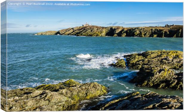 View Across Porth Eilian to Point Lynas  Anglesey Canvas Print by Pearl Bucknall