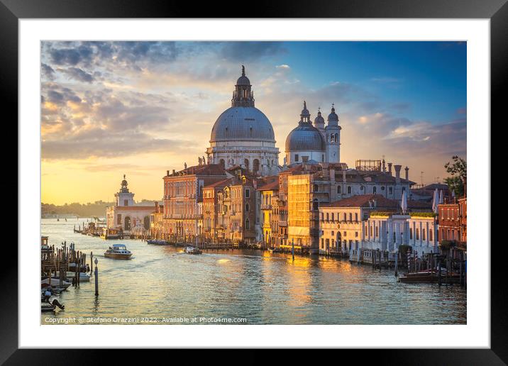 Venice grand canal, Santa Maria della Salute church landmark at  Framed Mounted Print by Stefano Orazzini
