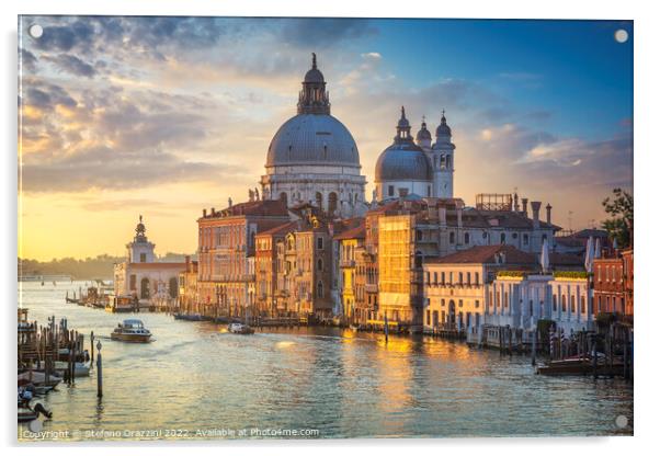 Venice grand canal, Santa Maria della Salute church landmark at  Acrylic by Stefano Orazzini