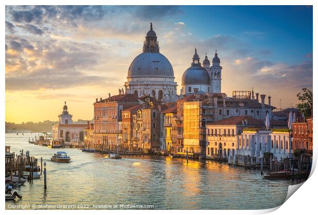 Venice grand canal, Santa Maria della Salute church landmark at  Print by Stefano Orazzini