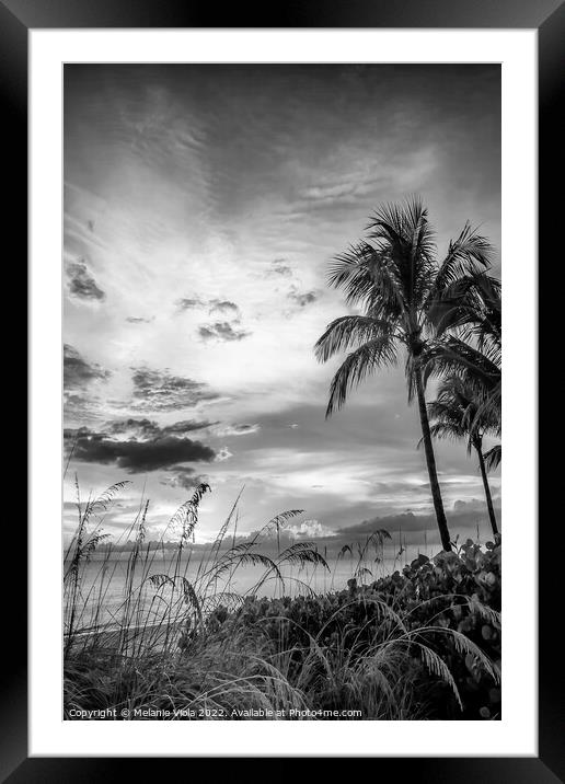 BONITA BEACH Monochrome Sunset Framed Mounted Print by Melanie Viola