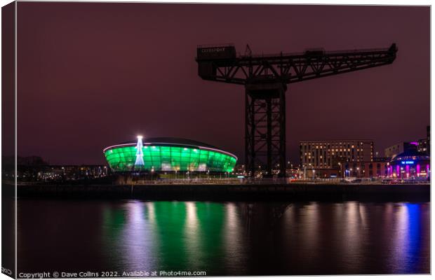 Finnieston Crane on the river Clyde with the Hydro multi-purpose indoor  Canvas Print by Dave Collins