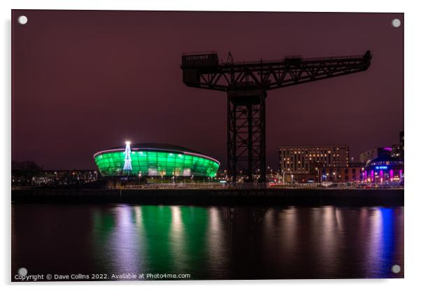 Finnieston Crane on the river Clyde with the Hydro multi-purpose indoor  Acrylic by Dave Collins