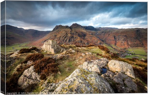 Majestic Langdale Pikes in Lake District Canvas Print by John Henderson