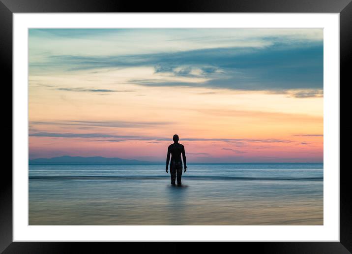 Tranquility at dusk on Crosby beach Framed Mounted Print by Jason Wells