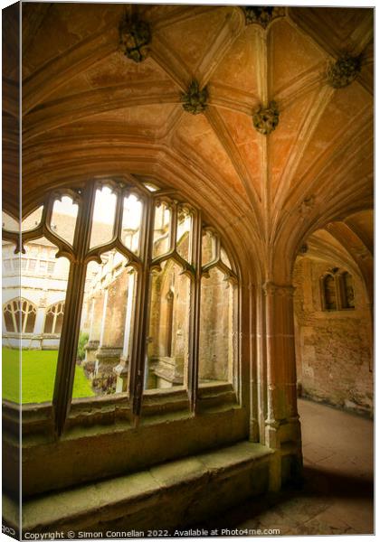 Lacock Cloisters Canvas Print by Simon Connellan