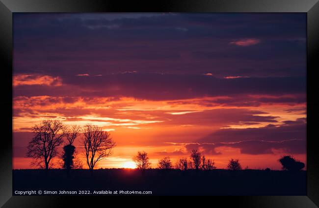 Cotswold sunrise Framed Print by Simon Johnson