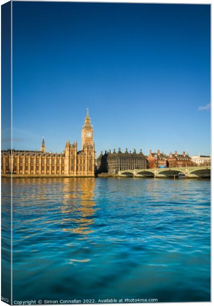 Reflections on Westminster, London Canvas Print by Simon Connellan
