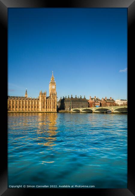 Reflections on Westminster, London Framed Print by Simon Connellan