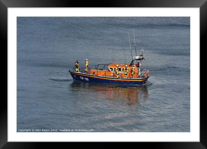 New Quay Lifeboat, Cardigan. Framed Mounted Print by Glyn Evans