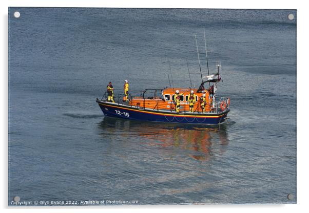 New Quay Lifeboat, Cardigan. Acrylic by Glyn Evans