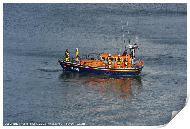 New Quay Lifeboat, Cardigan. Print by Glyn Evans