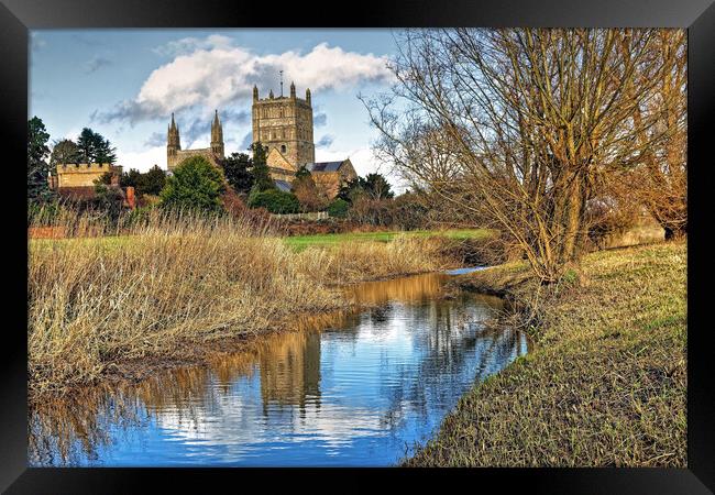 Tewkesbury Abbey Reflections Gloucestershire Framed Print by austin APPLEBY