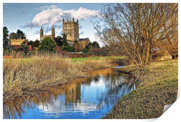 Tewkesbury Abbey Reflections Gloucestershire Print by austin APPLEBY